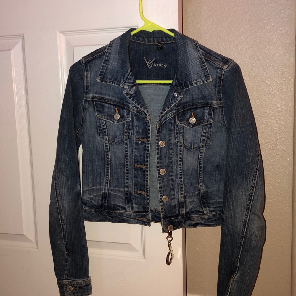 Bebe Jean jacket with rhinestones